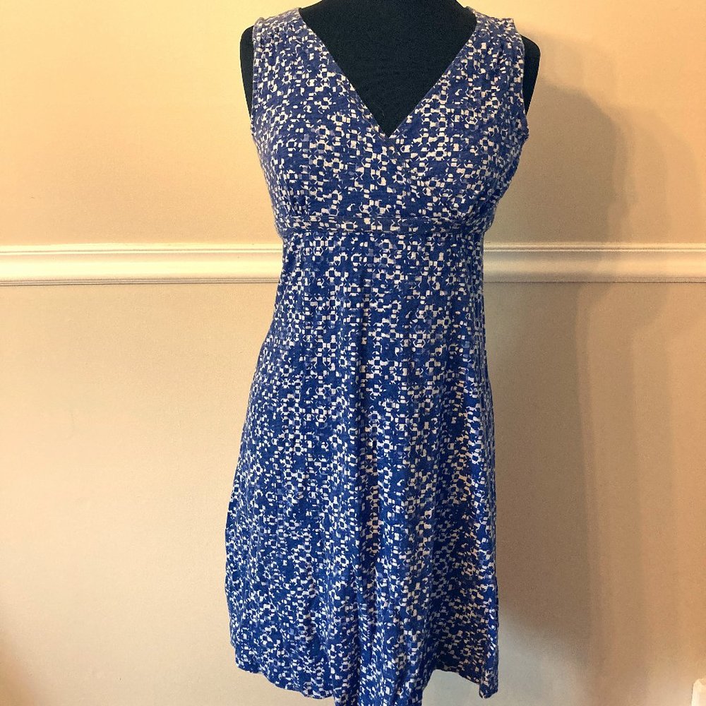 Eddie Bauer Blue & White Geometric Sundress